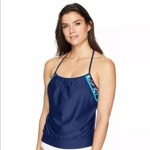 Coastal Blue Kate Blouson Tankini swimsuit top